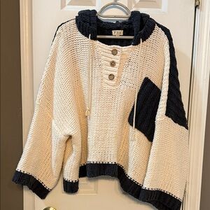 POL Off-the-Shoulder Black and Cream Sweater